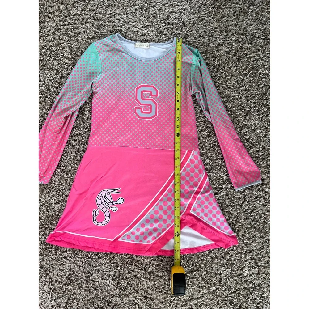 Disney Zombies Seabrook High Cheer Costume Dress Pink Teal Mighty Shrimp Kids